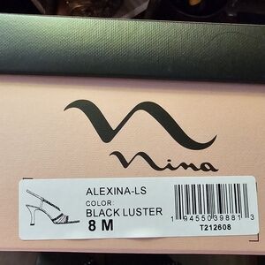 Nina Black Luster Heels for Women.  Ideal for any occasion.
